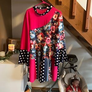 Normany design mixed pattern top